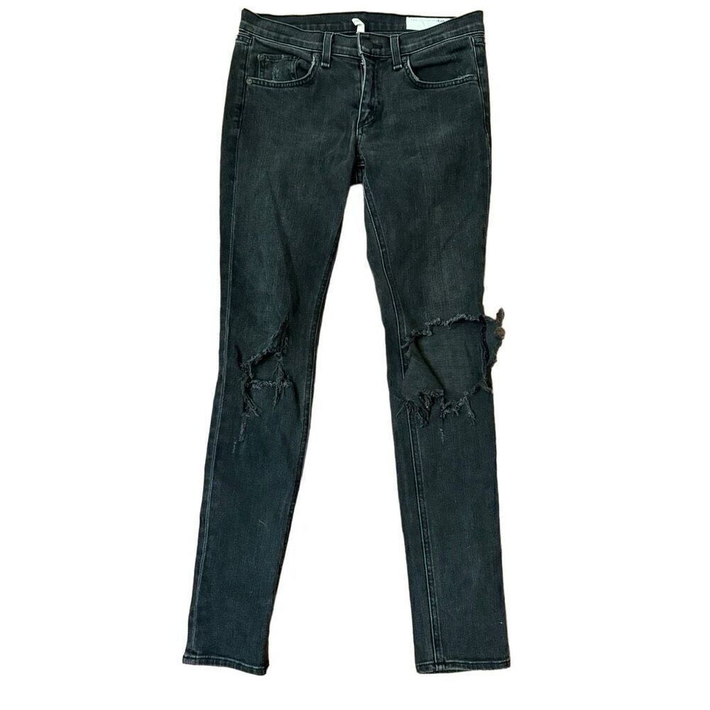 Rag & Bone Black Skinny Jeans Distressed Size 27